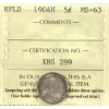 Image 1 : Newfoundland 5-cent 1904H ICCS MS63