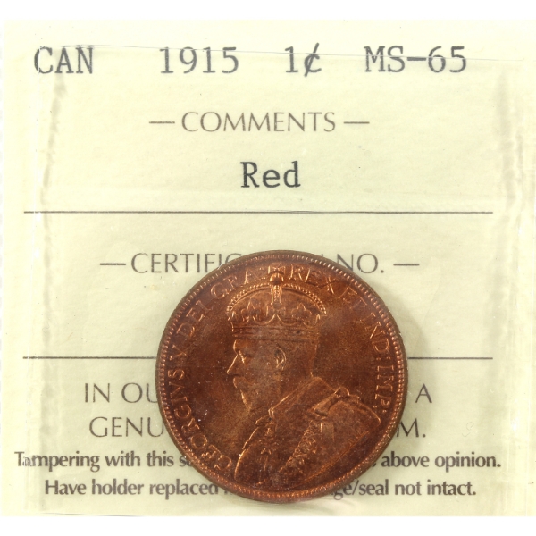 1-cent 1915 ICCS MS65 Red