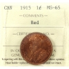 Image 1 : 1-cent 1915 ICCS MS65 Red