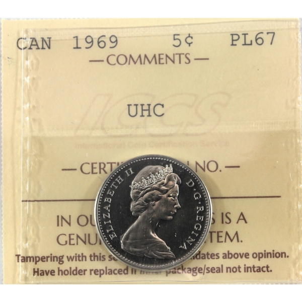 5-cent 1969 ICCS PL67 Ultra Heavy Cameo