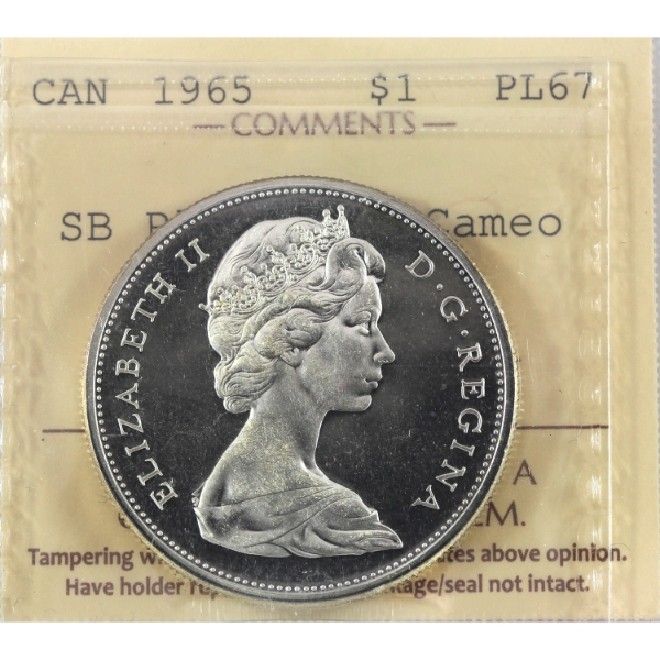Silver $1 1965 SB P5 Type 1 ICCS PL67 Heavy Cameo