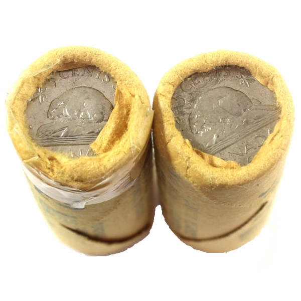 2x 5-cent 1964 Original Wrapped Rolls of 40pcs. 2 Rolls.