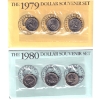 Image 1 : USA 1979 & 1980 Susan B. Anthony Dollar 3 Coin Souvenir Set in Original Envelopes from the US Mint