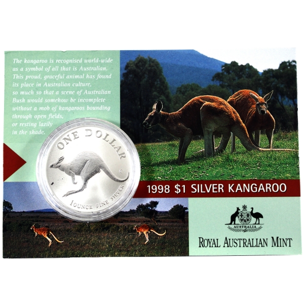 Australia Silver 1998 $1 Kangaroo 1oz .999 Fine Silver (Tax Exempt)
