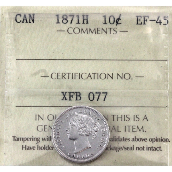 10-cent 1871H ICCS EF45