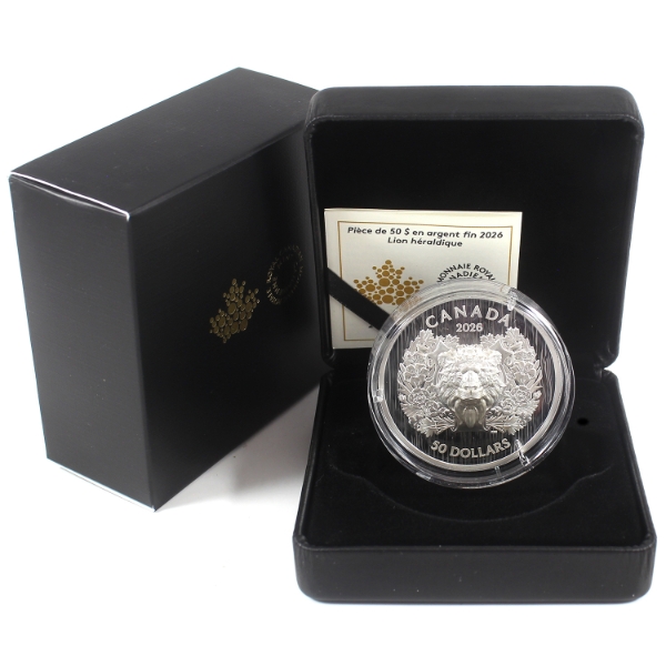 2026 $50 Heraldic Lion 2oz .9999 Fine Silver (Tax Exempt)