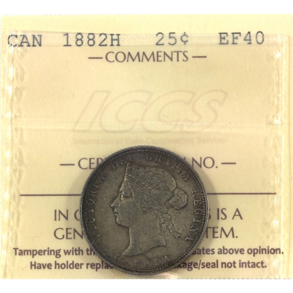 25-cent 1882H ICCS EF40