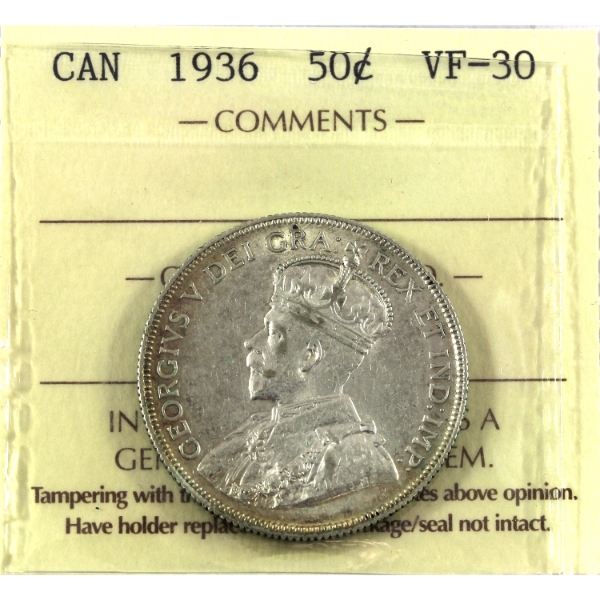 50-cent 1936 ICCS VF30