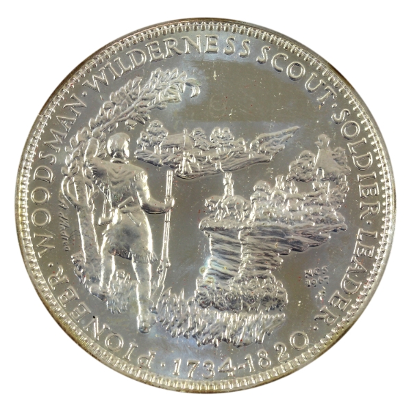 N.D. Daniel Boone Medallion 26.3g-Sterling Silver, 33mm