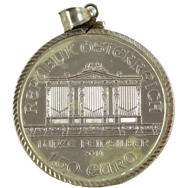 1oz 2014 Austria Philharmonic .999 Silver Round in Bezel (Tax Exempt)