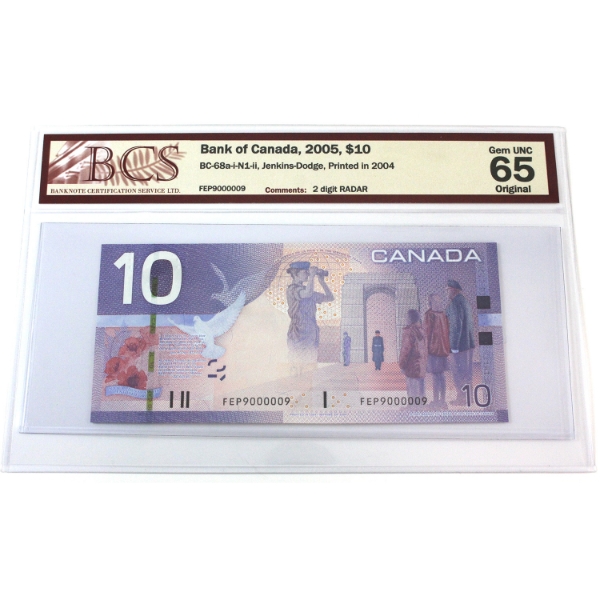 RADAR BC-68a-i-N1-ii 2005 $10 2 Digit RADAR BCS GEM UNC65 Original Printed in 2004 Jenkins-Dodge