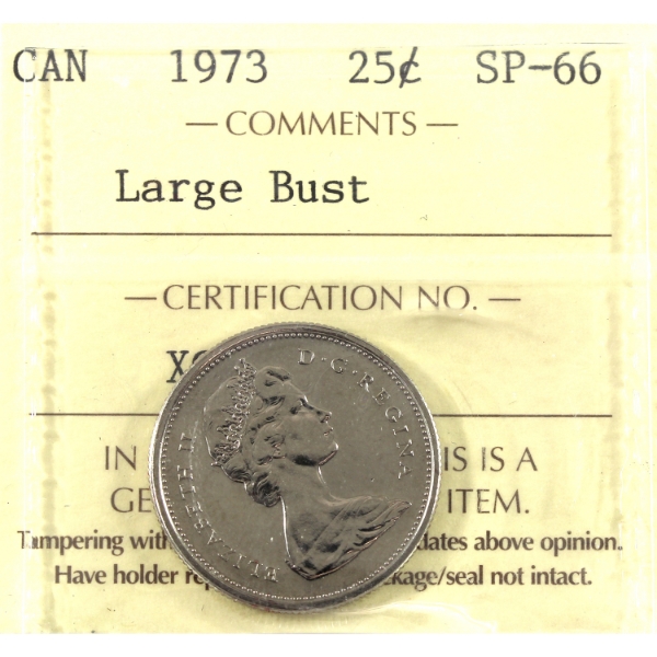 25-cent 1973 Large Bust ICCS SP66