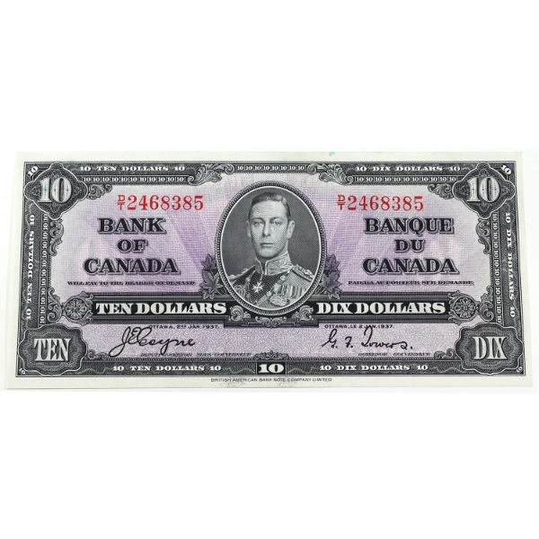 BC-24c 1937 $10 AU-UNC Coyne-Towers SN: D/T2468385
