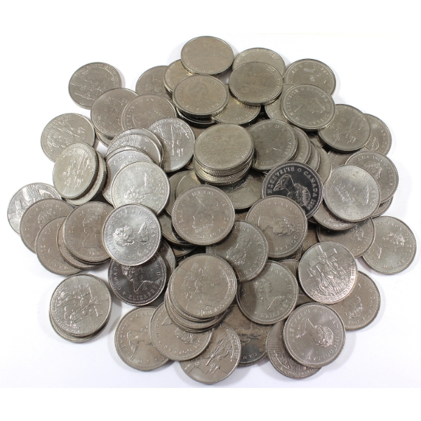 Bulk Lot of 1984 Jacques Cartier Nickel Dollars. 100pcs.
