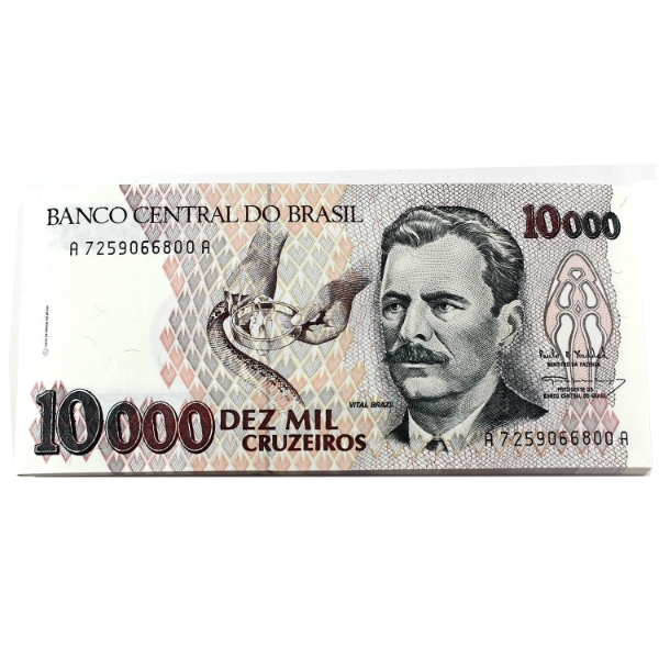 Brazil 1993 10000 Cruzeiros Uncirculated Consecutive Bundle of Banknotes. 100pcs.