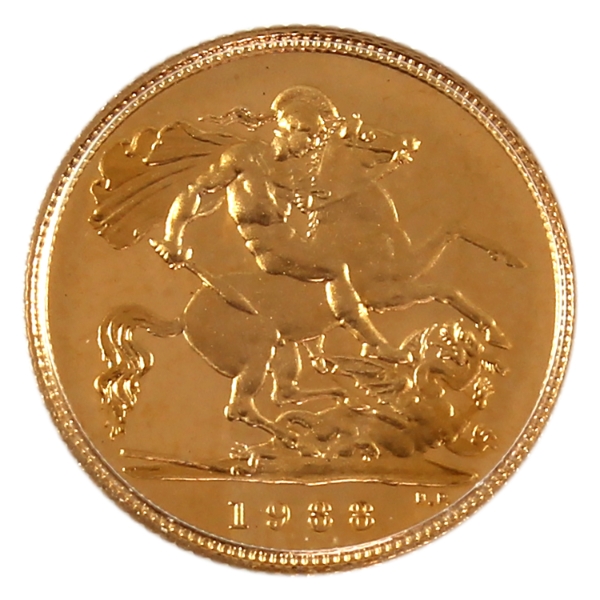3.99g Great Britain 1988 1/2 Sovereign .917 Fine Gold Proof Coin 