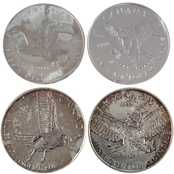2014-2015 $5 Birds of Prey .9999 Fine Silver Coins. 4pcs (Tax Exempt)
