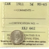 Image 1 : 5-cent 1911 ICCS MS65