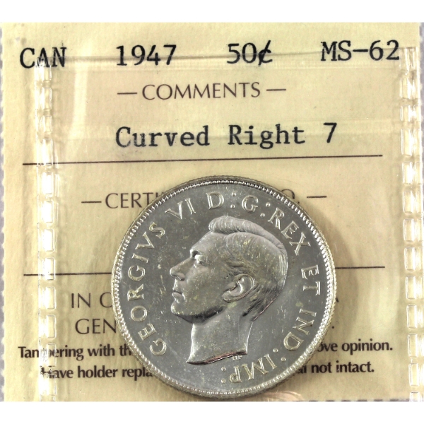 50-cent 1947 Curved Right 7 ICCS MS62