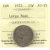 Image 1 : 25-cent 1973 Large Bust ICCS AU55