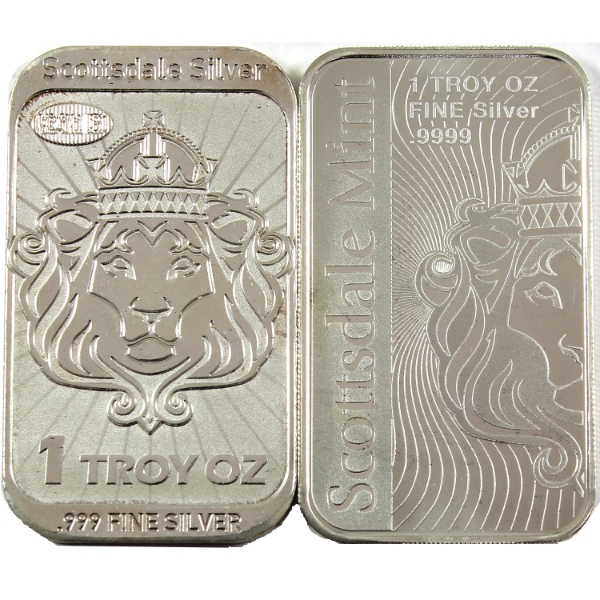 1oz Scottsdale Mint .9999 Fine & 1oz Niue 2013 $2 Scottsdale Mint Replica .999 Fine Silver Bars