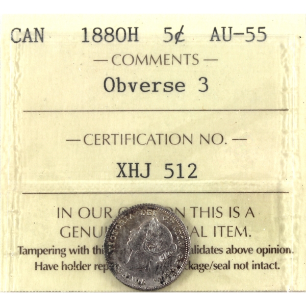 5-cent 1880H Obv 3 ICCS AU55