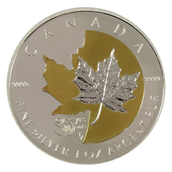 2013 $5 25th Anniversary of the SML 1oz .9999 Fine Silver w/ Selective Gold Plating (Tax Exempt)