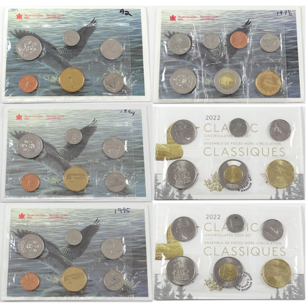 Group Lot of 1992, 1994, 1995, 1998 & 2x 2022 Proof Like Sets. 6pcs