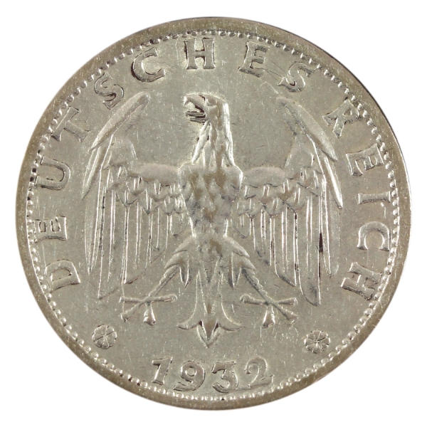 Germany-Weimar Republic Silver 1932A 3 Reichsmark EF-AU 