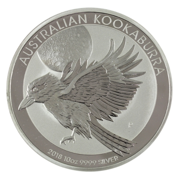 10oz Australia 2018 $10 Kookaburra .9999 Fine Silver Round. (Tax Exempt)