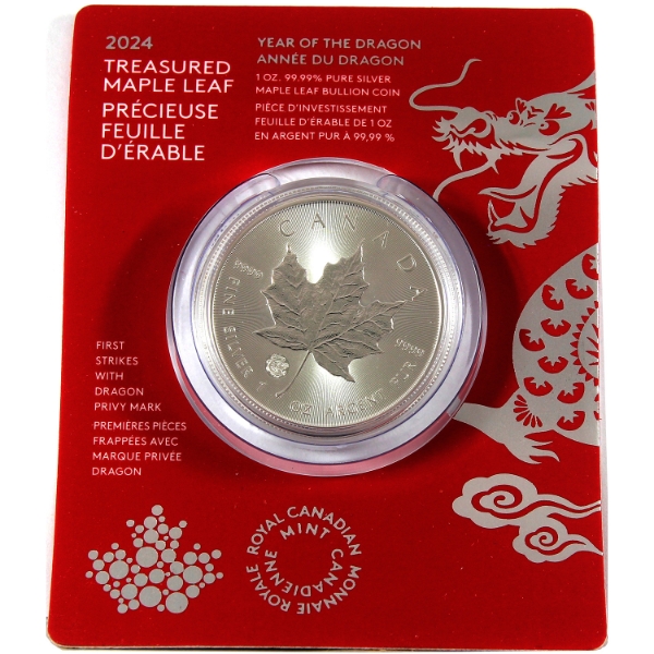 1oz 2024 $5 Treasured SML w/ Dragon Privy Mark .99999 Fine Silver Round (Tax Exempt)