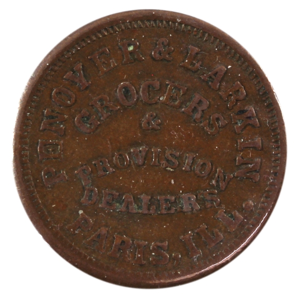 CH# 690D-1A 1863 Paris, Illinois Penoyer & Larkin Civil War Token