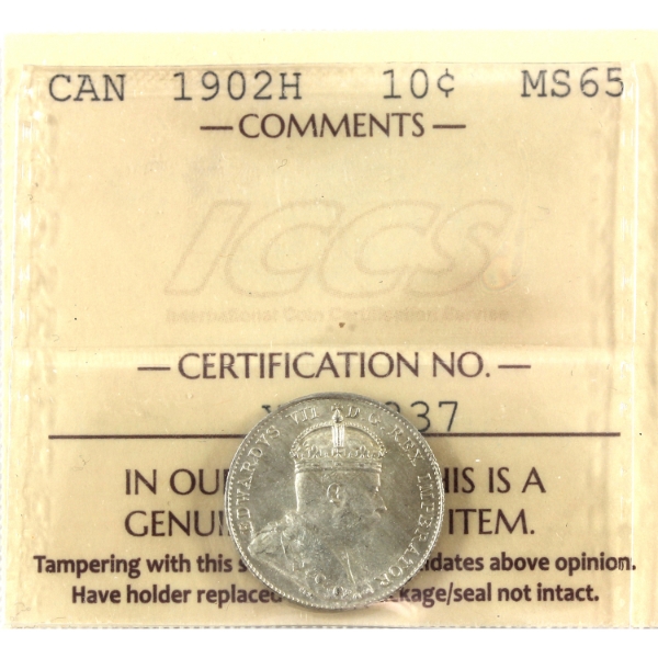10-cent 1902H ICCS MS65