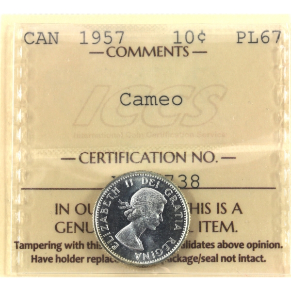 10-cent 1957 ICCS PL67 Cameo