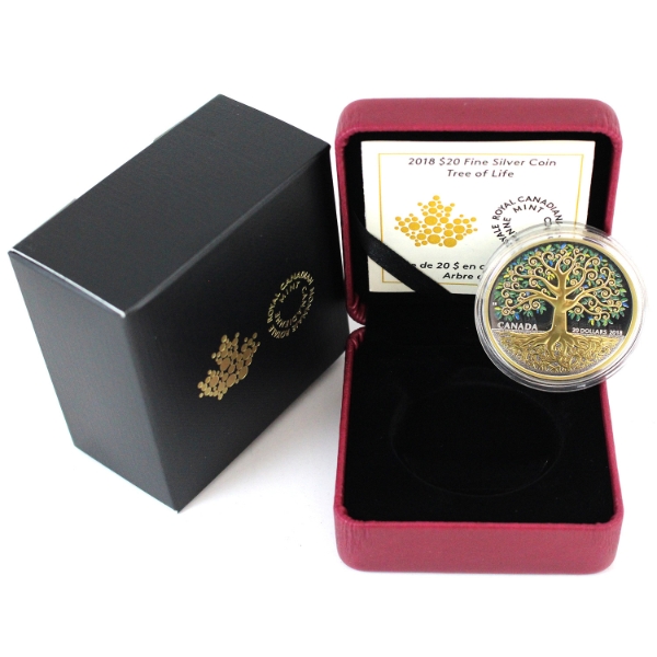 2018 $20 Tree of Life Fine Silver Coin with Selective Gold Plating (Tax Exempt)