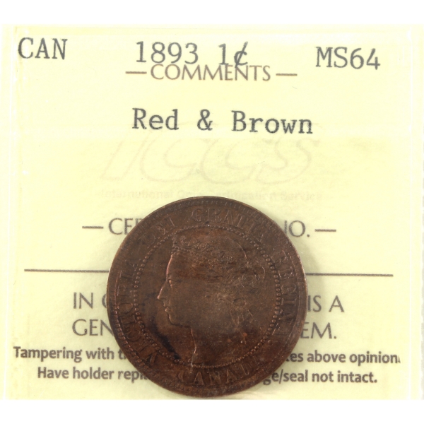 1-cent 1893 ICCS MS64 Red & Brown