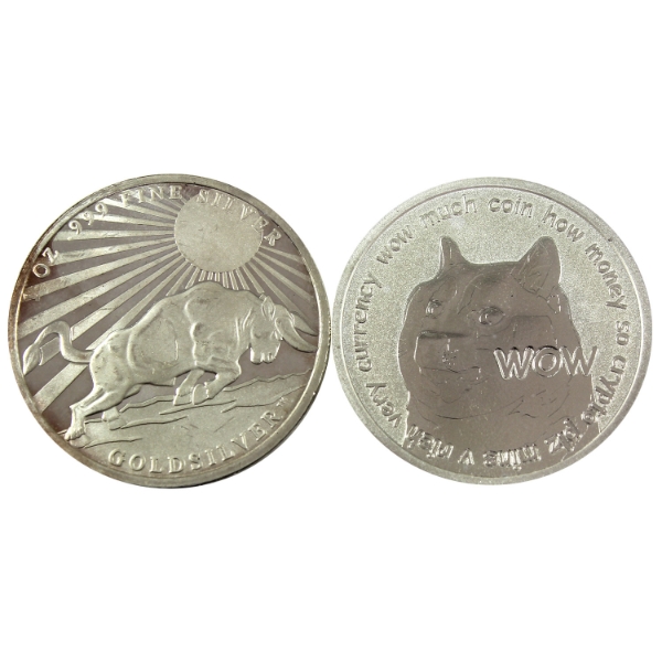 2x 1oz Dogecoin - To The Moon & SilverGold Bull .999 Fine Silver Rounds. 2pcs. (Tax Exempt)