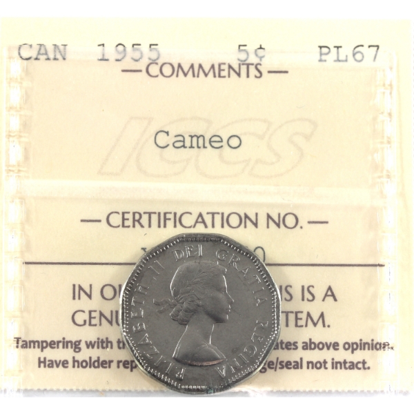 5-cent 1955 ICCS PL67 Cameo