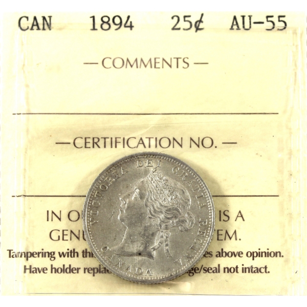 25-cent 1894 ICCS AU55