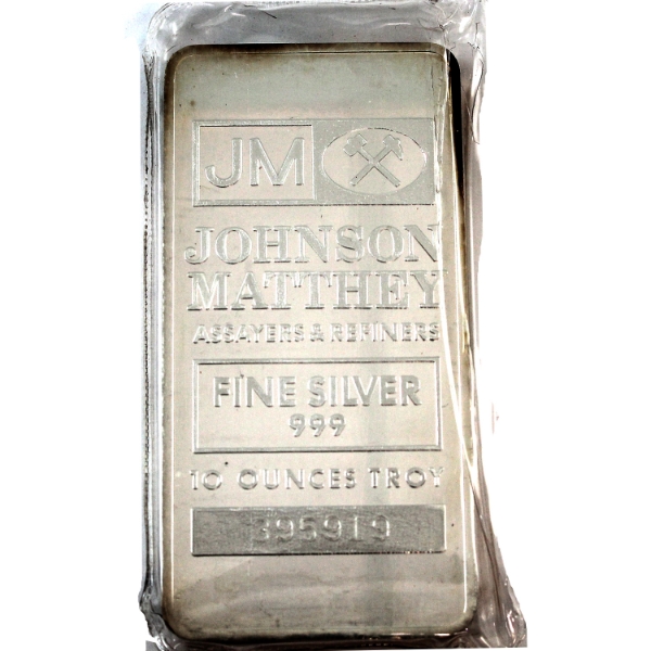 10oz JM Johnson Matthey .999 Silver Bar w/ Rainbow Toning, Sealed. (Tax Exempt)