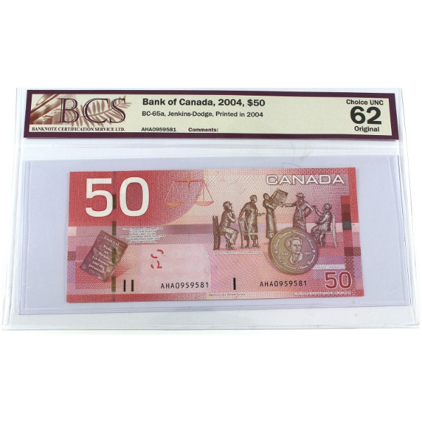 BC-65a 2004 $50 BCS CUNC62 Original Jenkins-Dodge Printed in 2004 SN: AHA0959581