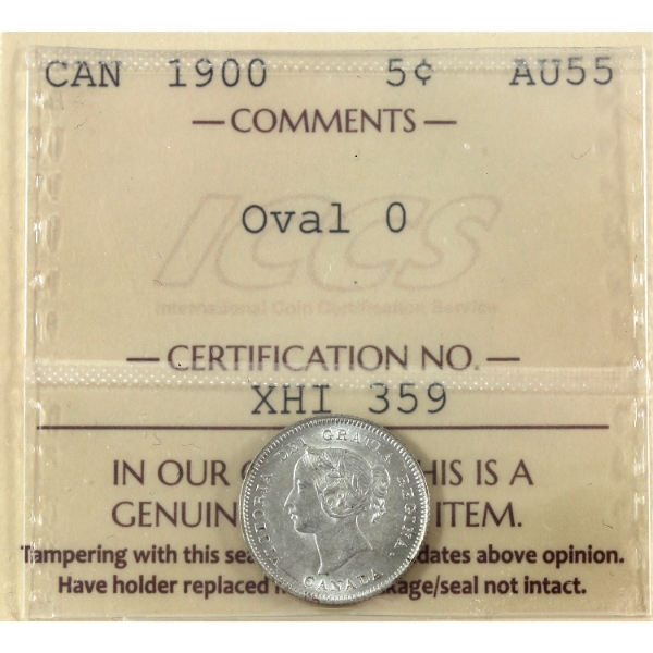 5-cent 1900 Oval 0 ICCS AU55