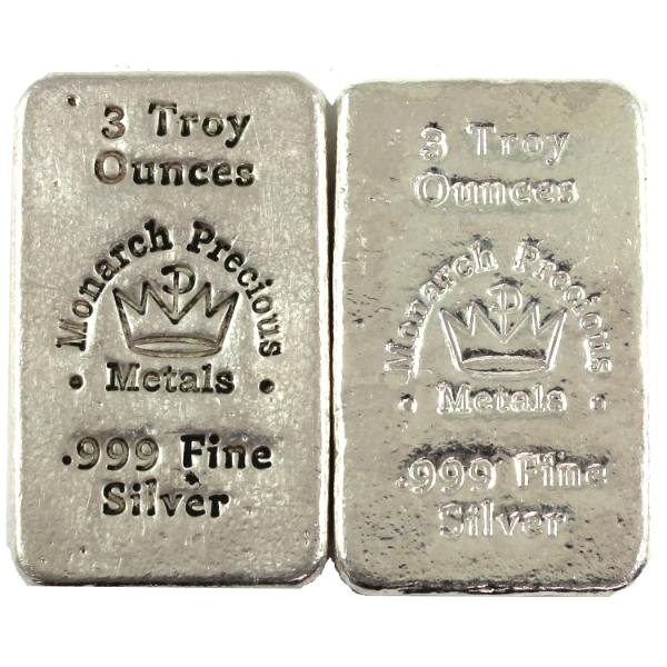2x 3oz MPM .999 Fine Silver Bars. 2pcs. (Tax Exempt)
