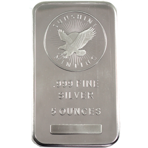 5oz Sunshine Mint .999 Fine Silver Bar (Tax Exempt)