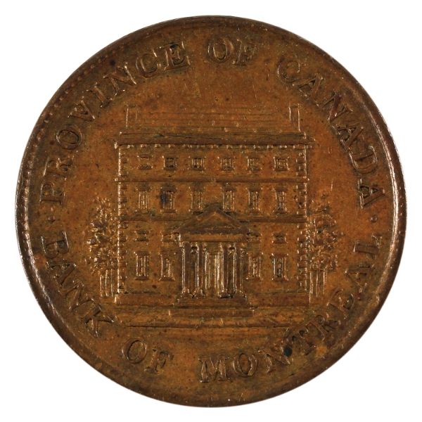 CH# PC-1B6 Bank of Montreal 1844 Half Penny Bank Token AU