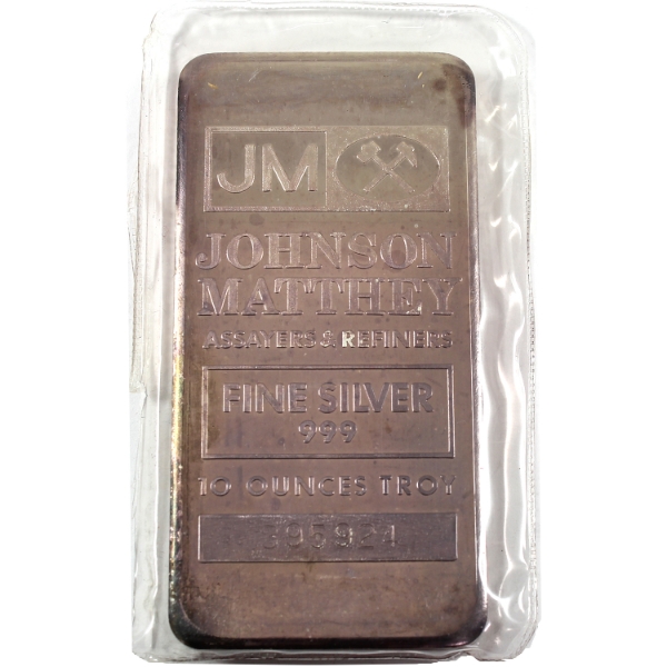 10oz JM Johnson Matthey .999 Fine Silver Bar (Tax Exempt)