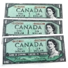 Image 1 : 3x BC-37bA-i 1954 $1 Consecutive Replacement Beattie-Rasminsky SN: *B/M0354598-*B/M0354600