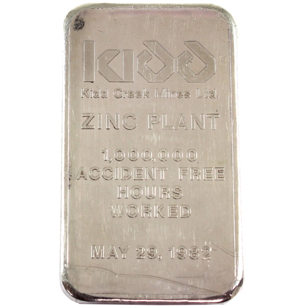 5oz Johnson Matthey 1982 Kidd Creek Mines .999 Silver Bar, SN: 000352 *Rare; Mintage of <100!*