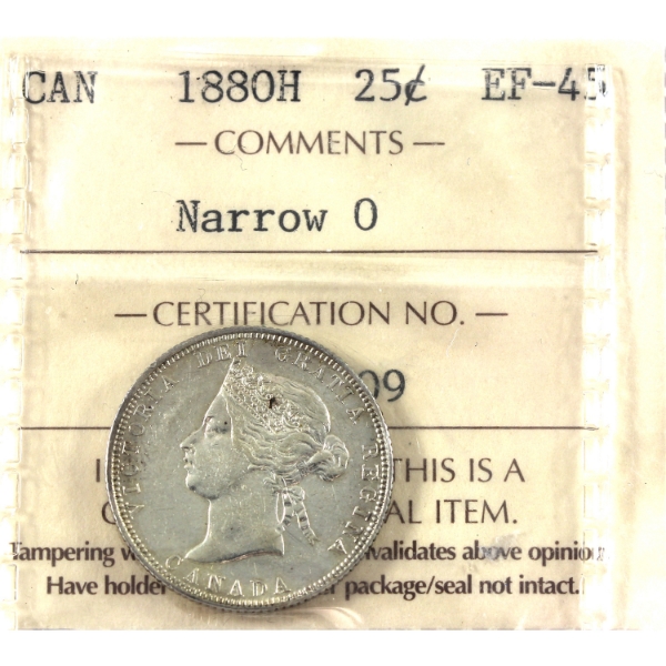 25-cent 1880H Narrow 0 ICCS EF45
