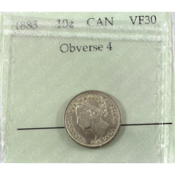 10-cent 1885 Obv 4 Prestige Certified VF30